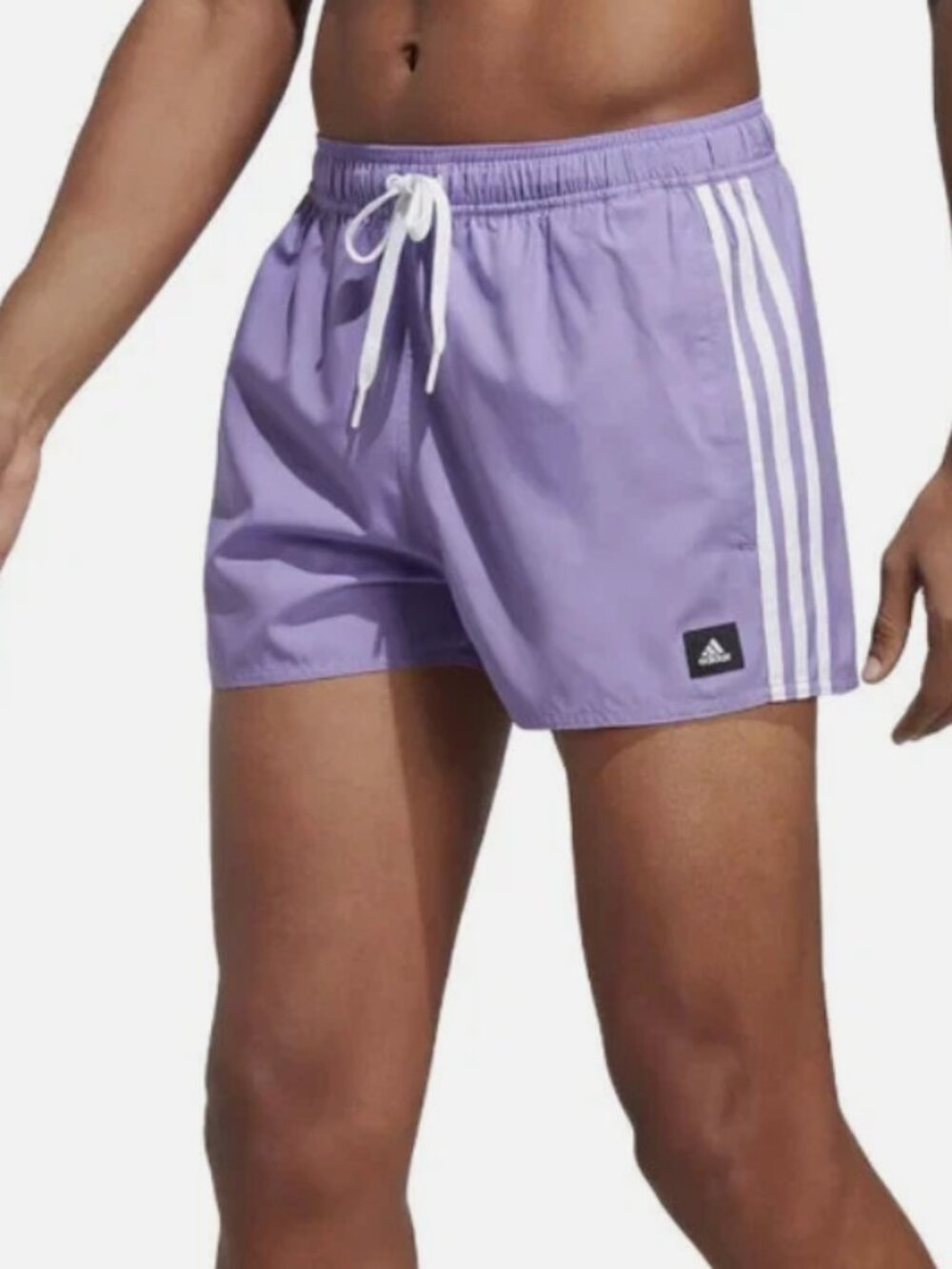 NEW Men's ADIDAS Lavender Purple 3 Stripe CLX Swim Shorts Size Large 3” Inseam